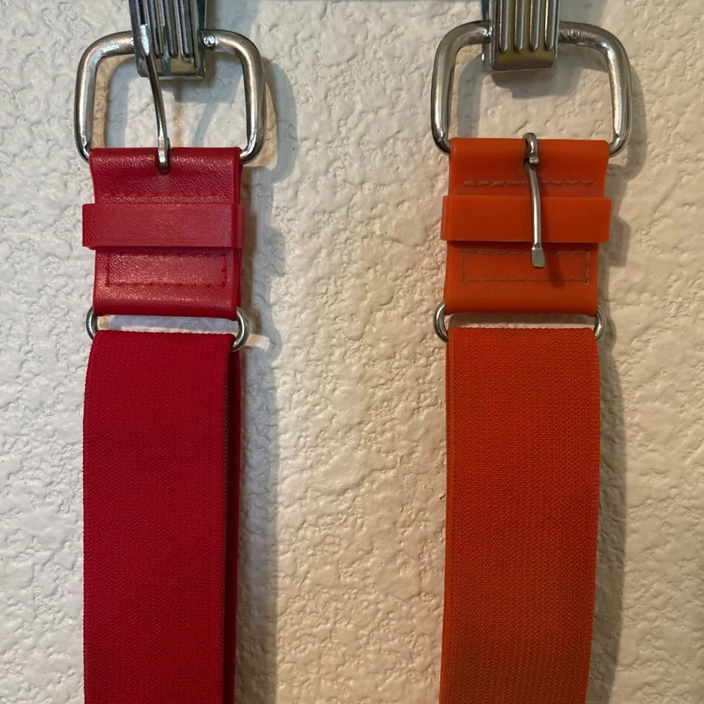 2-Pack Baseball/Softball Adjustable‎ Belts – Red & Orange – Youth to Adult Fit